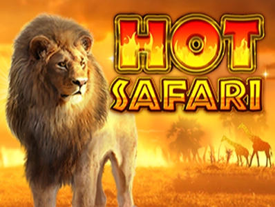 Hot Safari lion with giraffes at sunset